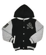 Boy Varsity Fleece Jacket - Snap Button Closure, Navy, Burgundy, Red, Charcoal, Black (1 Piece)