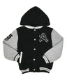 Boy Varsity Fleece Jacket - Snap Button Closure, Navy, Burgundy, Red, Charcoal, Black (1 Piece)