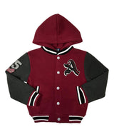 Boy Varsity Fleece Jacket - Snap Button Closure, Navy, Burgundy, Red, Charcoal, Black (1 Piece)