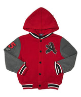 Boy Varsity Fleece Jacket - Snap Button Closure, Navy, Burgundy, Red, Charcoal, Black (1 Piece)