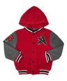 Boy Varsity Fleece Jacket - Snap Button Closure, Navy, Burgundy, Red, Charcoal, Black (1 Piece)