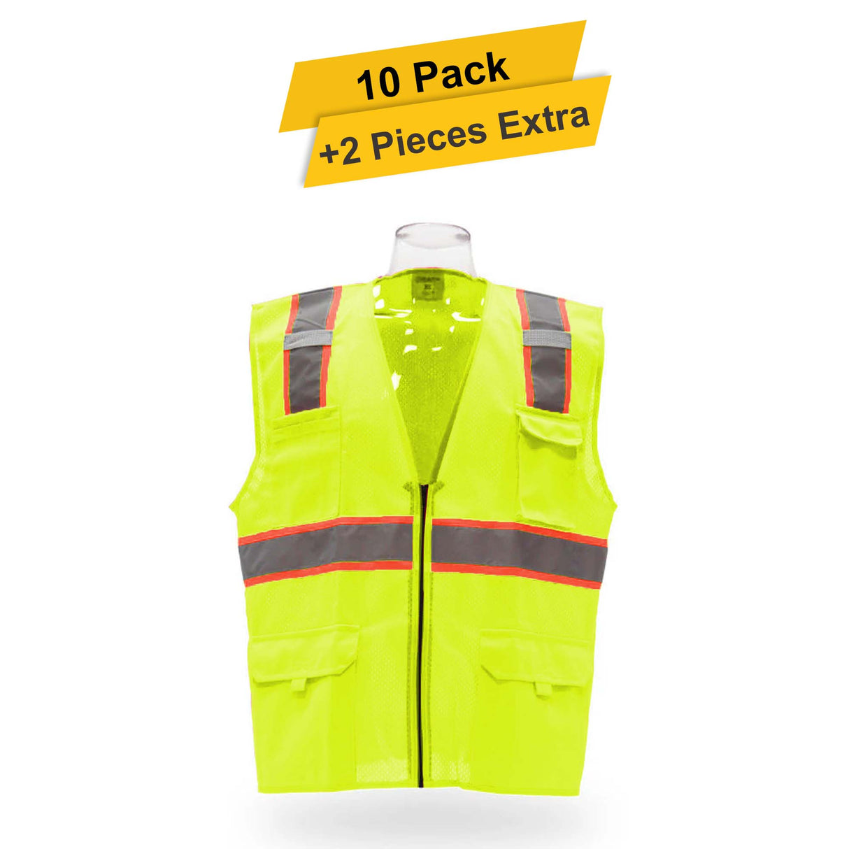Multi pocket Safety Vest  10 Pack 100% polyester
