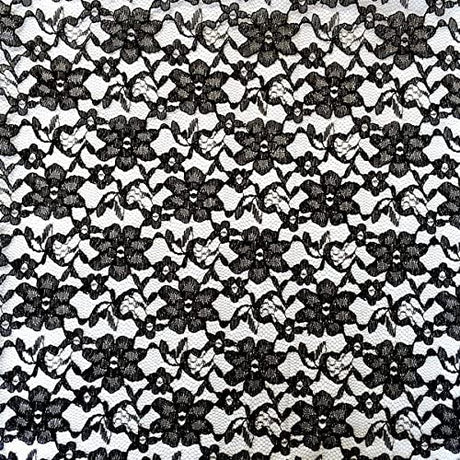 Black Raschel Lace Polyester Fabric - Black French Floral, 60" Width