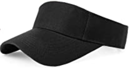 Visor Hat 100 Percent Cotton Fabric - Black, Pre-Curved Visor, Hook And Loop Closure (1 Unit)