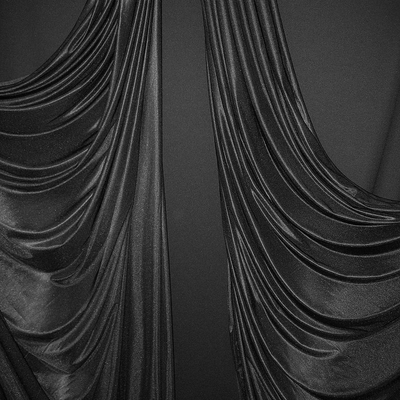 Low Stretch Black Polyester Fabric - Black, 108"-120" Width (1 Yard)