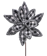 Frost Edge Country Check Poinsettia Stem 24 Inch Christmas Flower
