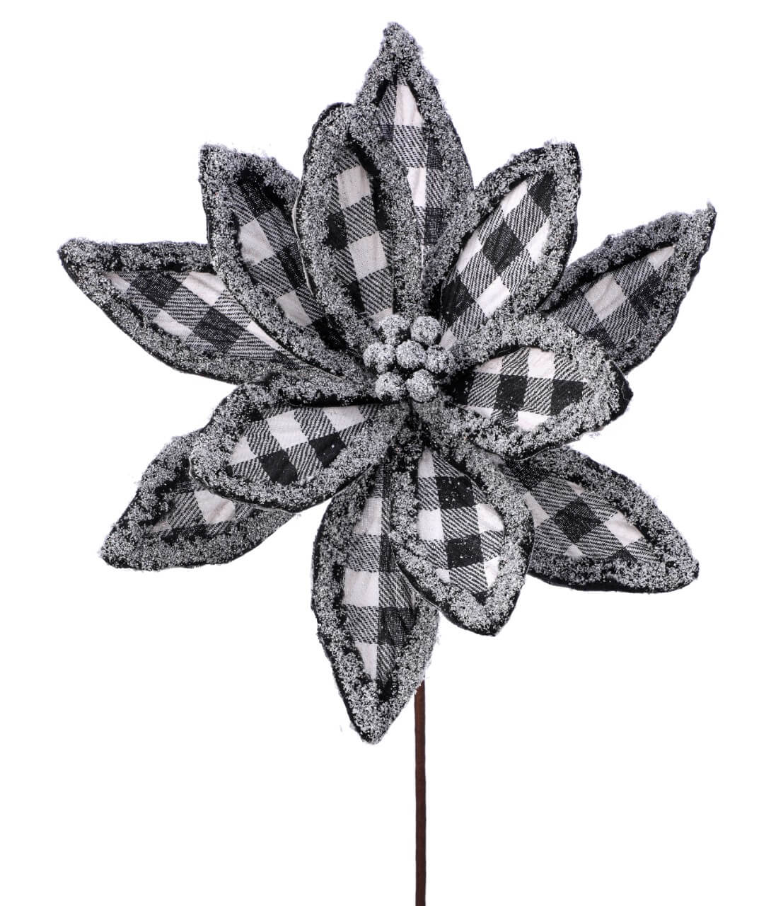 24” x 13" Frost Edge Country Check Poinsettia Stem