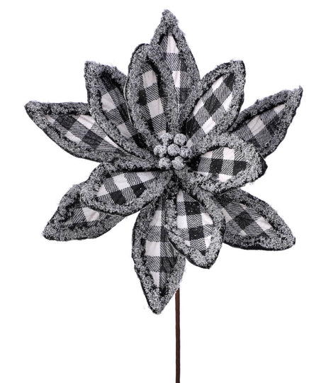 24” x 13" Frost Edge Country Check Poinsettia Stem