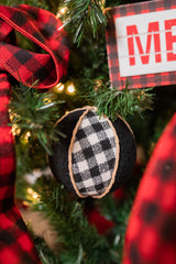 4” Country Check Fabric Ball Ornament