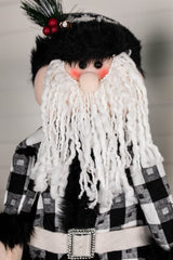 32” Black and White Buffalo Check Santa and Snowman Plush Figurine