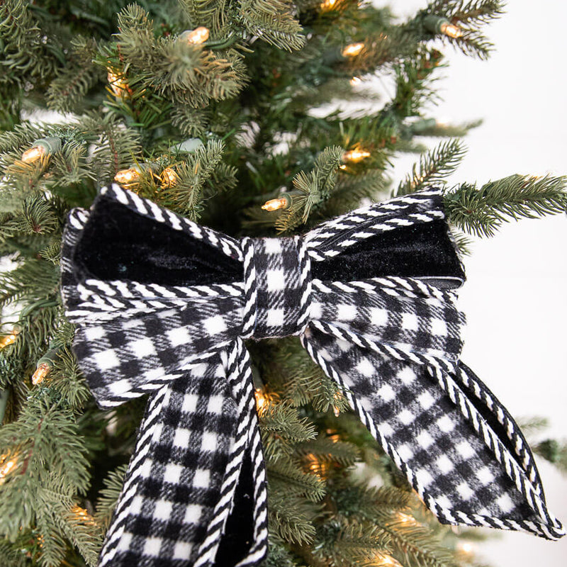 8” Black and White Plaid Bow