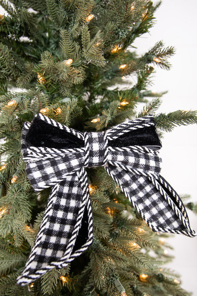 8” Black and White Plaid Bow