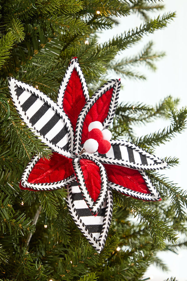 22" Stripe Poinsettia Stem