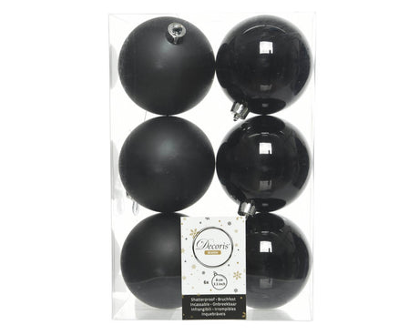 Black Assorted 8cm Shatterproof - Set of 6
