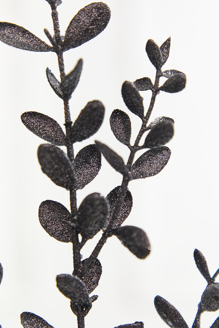 30" Black Glitter Eucalyptus Spray