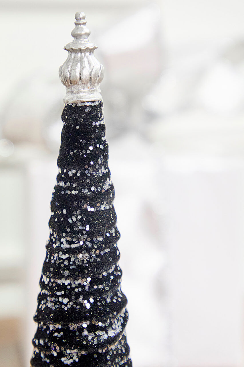 14" Black Flocked Resin Tree