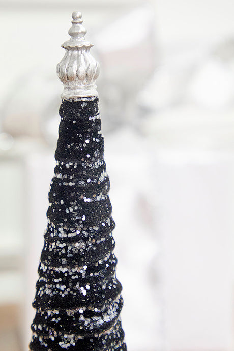 14" Black Flocked Resin Tree