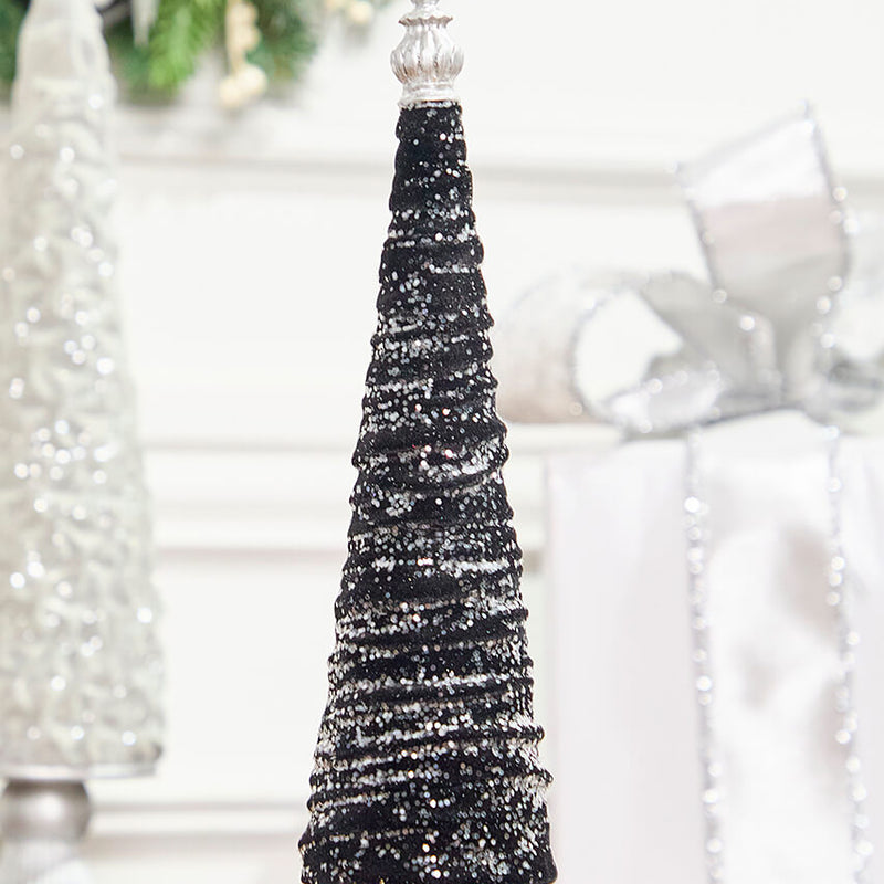 14" Black Flocked Resin Tree