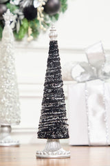 14" Black Flocked Resin Tree