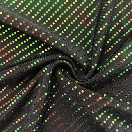 Waterfall On Polyester Spandex Fabric - Iridescent Sequin Dots, 56" Width (1 Yard)