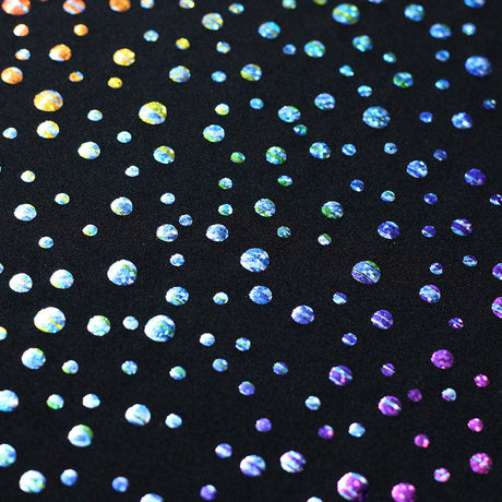 Champagne Printed Nylon Spandex Fabric - Hologram Galaxy Dots, Black Or White Multi Foil, 58-60" Width (1 Yard)