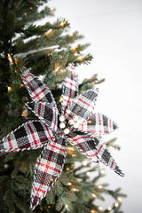 22” Plaid Poinsettia Stem - Black