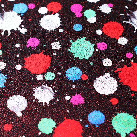 Foxy Lady Dots Nylon Spandex Fabric - Multiple Colors, Paint Splatter Dots, 58/60" Width (1 Yard)