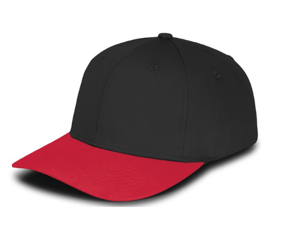 Panel Caps 6204 Cotton Twill Fabric - Black/Red, Structured 6-Panel, Low-Profile, Pro-Model, Snapback Adjustable, One Size (1 Piece)