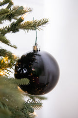3.9” Shiny/Matte Black Shatterproof Ornaments - Set of 4