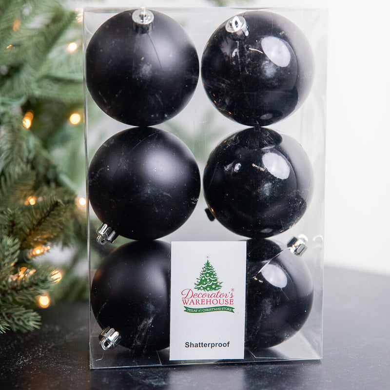 Black Assorted 8cm Shatterproof - Set of 6
