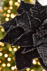 19" x 14" Black Velvet Poinsettia Stem