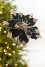 20" x 11.5” Black Glitter Poinsettia Stem
