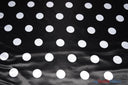 White Black Polka Dot Polyester Satin Fabric - Polka Dot Print, 58/60" Width (1 Yard)