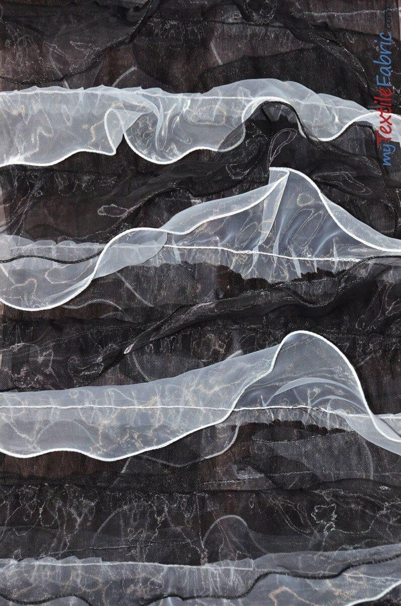 Organza Ruffled Mesh Polyester Fabric - Layered Ruffle Mesh, 57" Wide, Multiple Colors (1 Yard)