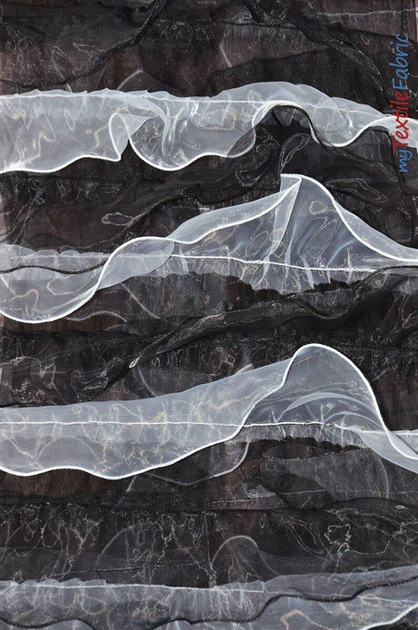 Organza Ruffled Mesh Polyester Fabric - Layered Ruffle Mesh, 57" Wide, Multiple Colors (1 Yard)