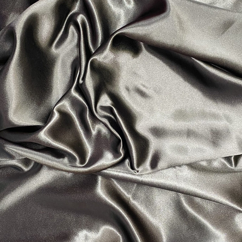 Crepe Satin Polyester Fabric - Black, 58" Width (1 Yard)