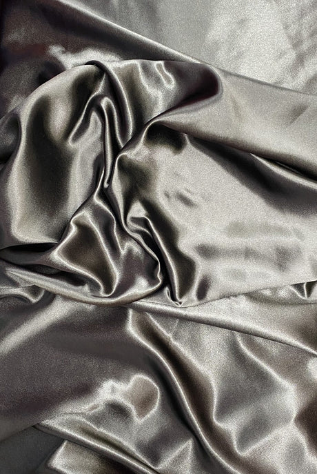 Crepe Satin Polyester Fabric - Black, 58" Width (1 Yard)