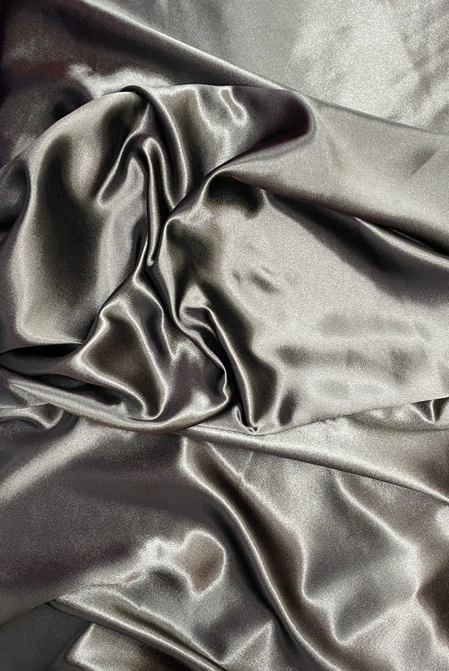 Crepe Satin Polyester Fabric - Black, 58" Width (1 Yard)