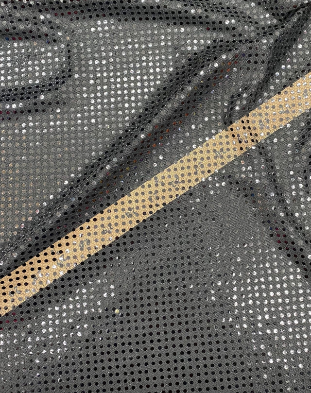 Black Small Confetti Sequin Polyester Fabric - Black Confetti Dot Sequin, 42" Width (1 Yard)