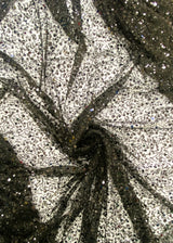 BPS Mesh Lace Black Polyester Fabric - Black Beads Pearls And Sequin Mesh, 60" Width (1 Yard)