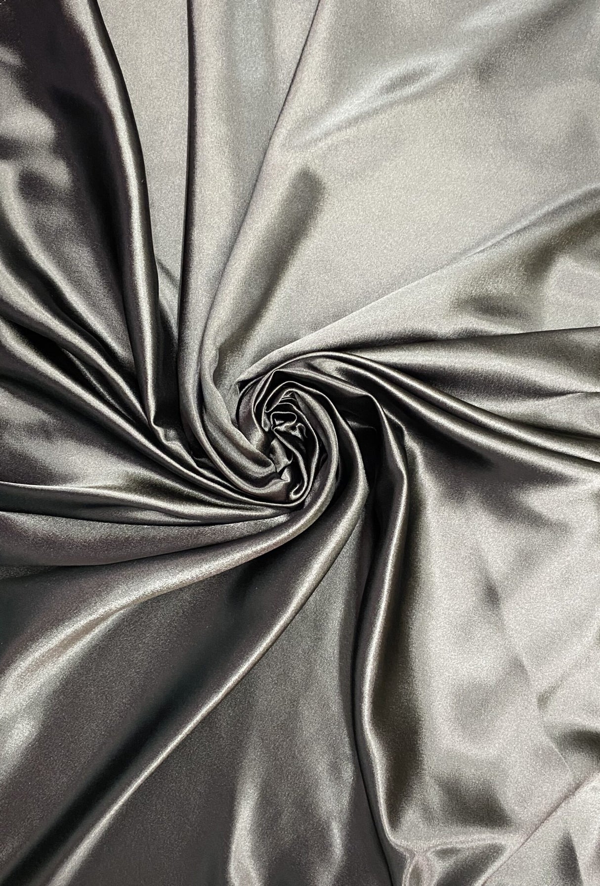 Crepe Satin Polyester Fabric - Black, 58" Width (1 Yard)