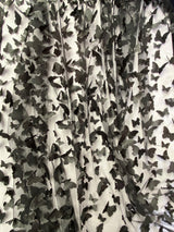 1 Yard Black 3D Butterfly Mesh Fabric with Satin Appliqué on Stretch Sheer Base 54 Inch Wide