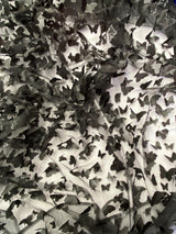 3D Butterflies Black Polyester Fabric - Black Satin Butterflies On 2-Way Stretch Mesh, 54" Width (1 Yard)
