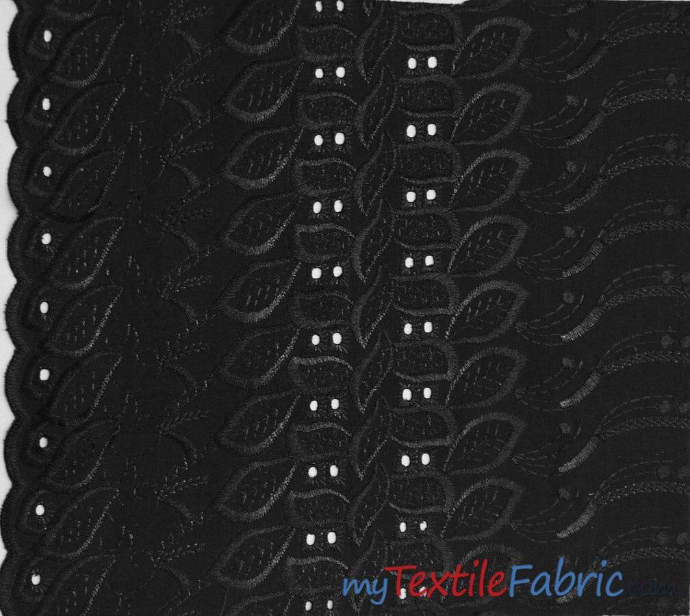 Polyester Cotton Eyelet Embroidery Fabric - One Side Scallop, 45" Wide, Multiple Colors (1 Yard)