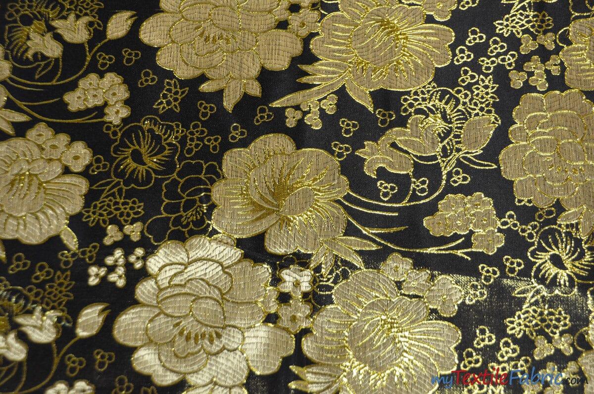 Oriental Metallic Flower Brocade Metallic Brocade Fabric - Metallic Flower, 58" Width (1 Yard)