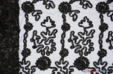 Luxury Organza Embroidery Polyester Fabric - Sheer Ribbon Embroidery, 54" Width, Multiple Colors (1 Yard)