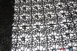 Open Weave Chain Chemical Lace Polyester Fabric - Sheer Metallic Open Work, Sequins Embellished, 50" Width, 10 Colors (1 Yard)