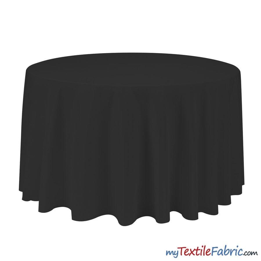 90 Inch Round Polyester Fabric - Seamless Tablecloth, White, Ivory, Black, 90" Diameter (By Piece)