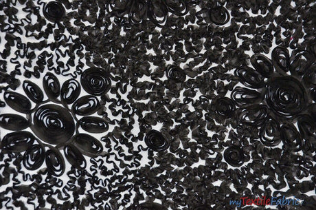 Wedding Bliss 100 Percent Polyester Chiffon Fabric - 3D Floral Embroidery, Semi Sheer, 52" Width, 4 Colors (1 Yard)