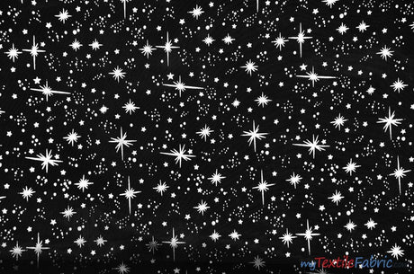 Shooting Star Foil Organza Polyester Fabric - Sheer Silver Metallic Star, 58/60" Width (1 Yard)